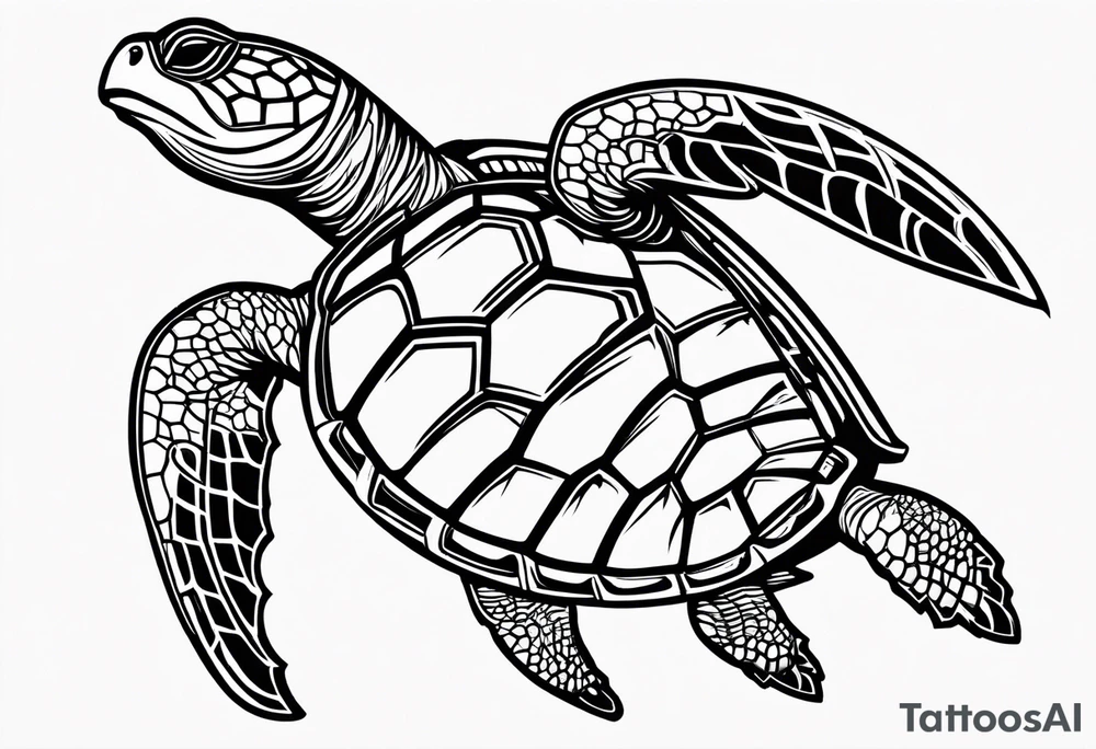Sea turtle Beach tropical palm trees tattoo idea