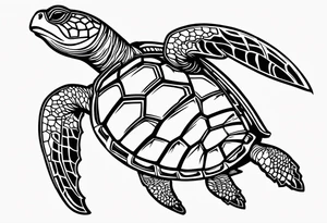 Sea turtle Beach tropical palm trees tattoo idea