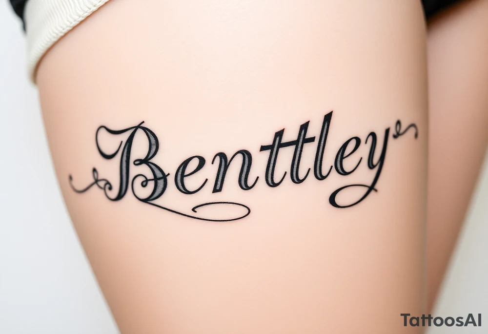 My son's name, Bentley, in Old English font tattoo idea