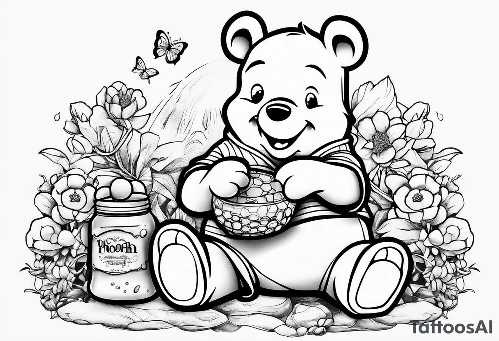 Winnie Pooh eating honey tattoo idea