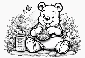 Winnie Pooh eating honey tattoo idea