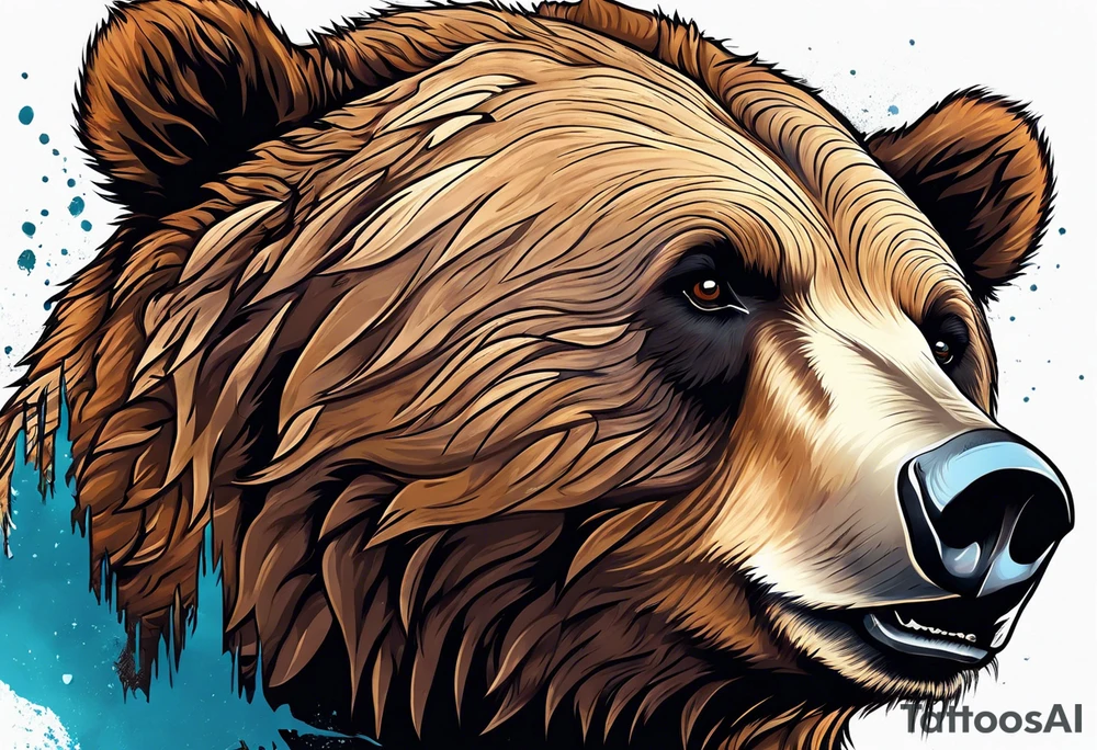 Climbing grizzly bear tattoo idea