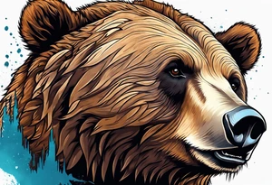 Climbing grizzly bear tattoo idea
