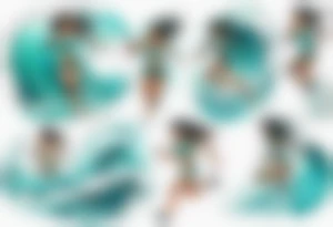 a turquoise water woman running through crashing waves tattoo idea