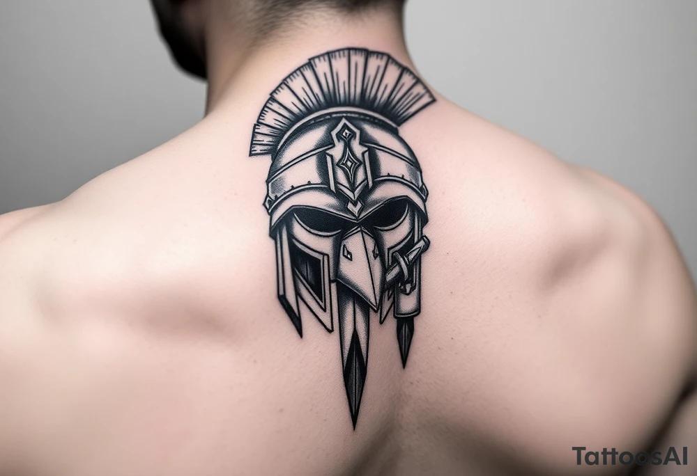 A maximus film inspired piece with a gladiator helmet with a dystopian max max style with a hint of Vegas and a nod of h r ginger style tattoo idea