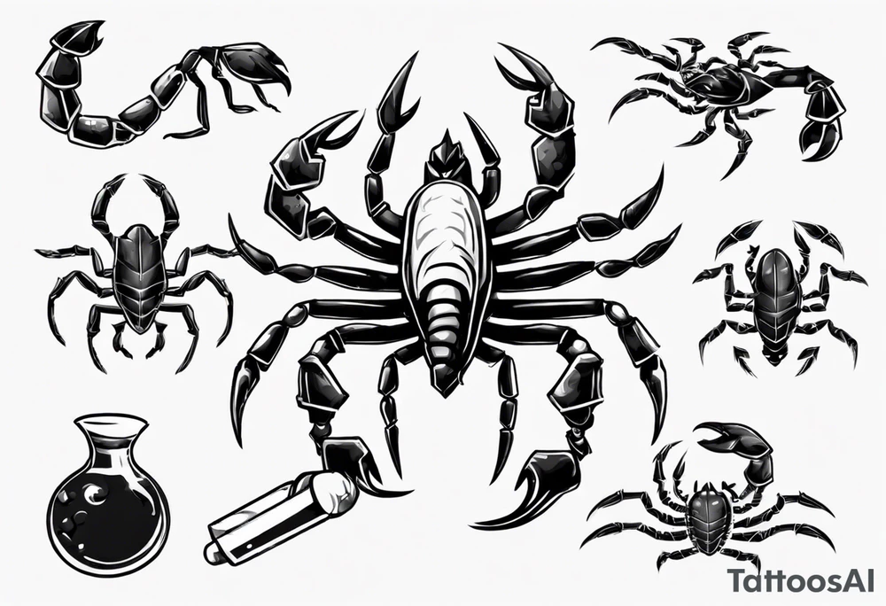 scorpion graduating in 2023 for game development and game design. Make it cute tattoo idea