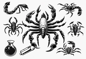 scorpion graduating in 2023 for game development and game design. Make it cute tattoo idea