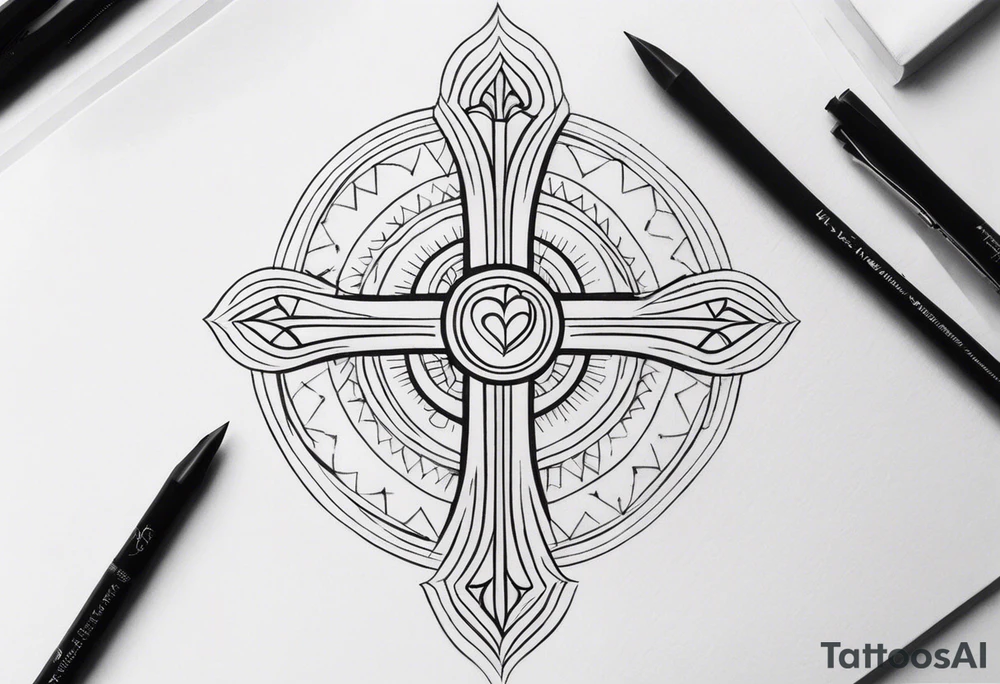 Simple cross tattoos with a date tattoo idea