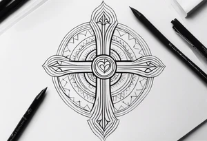 Simple cross tattoos with a date tattoo idea