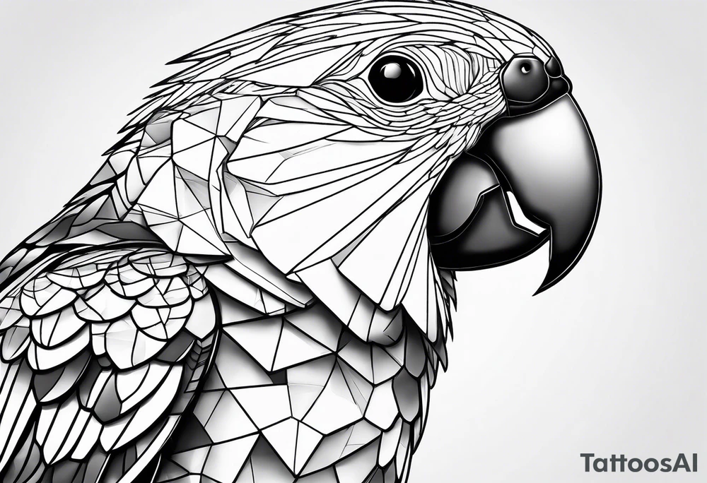 geometric black headed caique parrot tattoo idea
