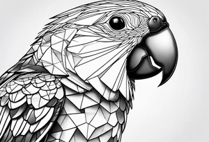 geometric black headed caique parrot tattoo idea