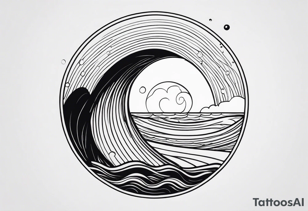 Sea shell with waves inside and sea creature tattoo idea Sea shell with waves inside and sea creature tattoo idea