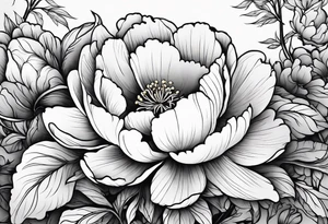 Praying in a peony garden tattoo idea