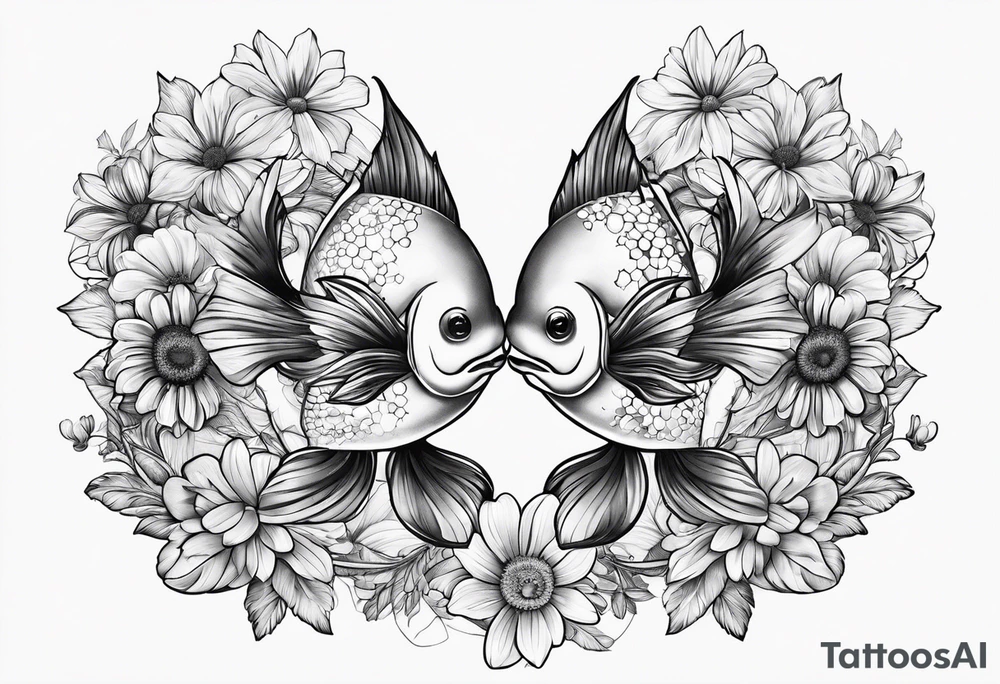 pisces and daisy tattoo idea