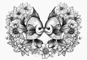 pisces and daisy tattoo idea