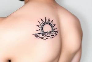 Sun on the water line simple small tattoo on side of the ribs tattoo idea