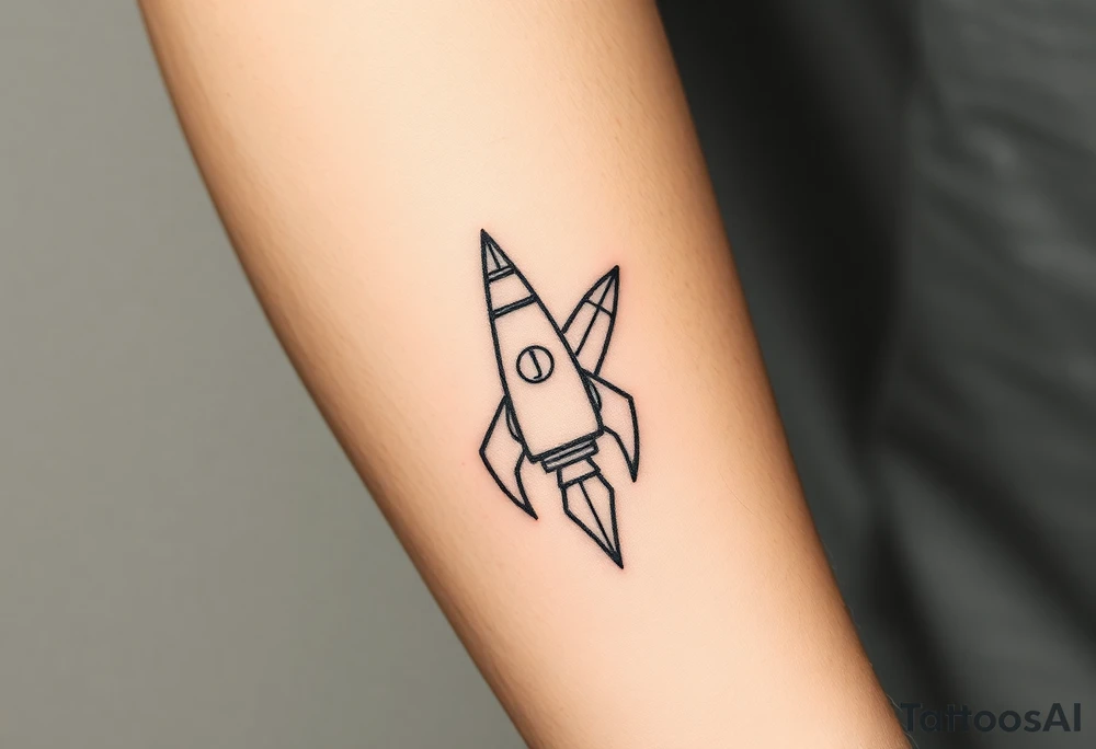 Rocket ship with a K and J somewhere on it tattoo idea