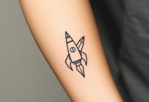 Rocket ship with a K and J somewhere on it tattoo idea