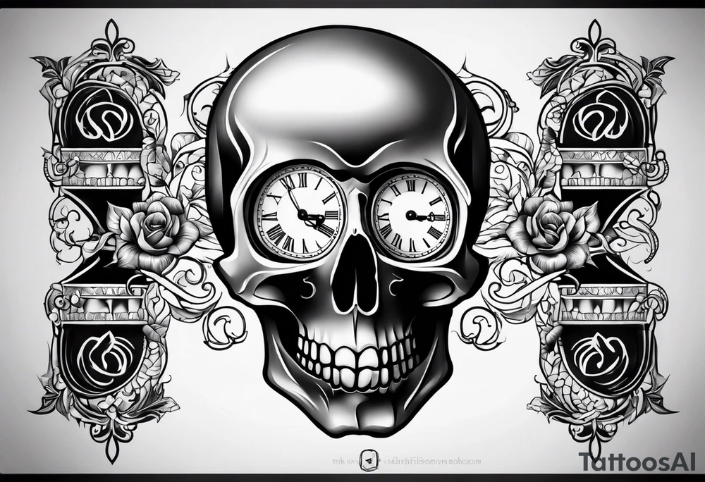 Momento mori tatoo with Italian style clock tattoo idea