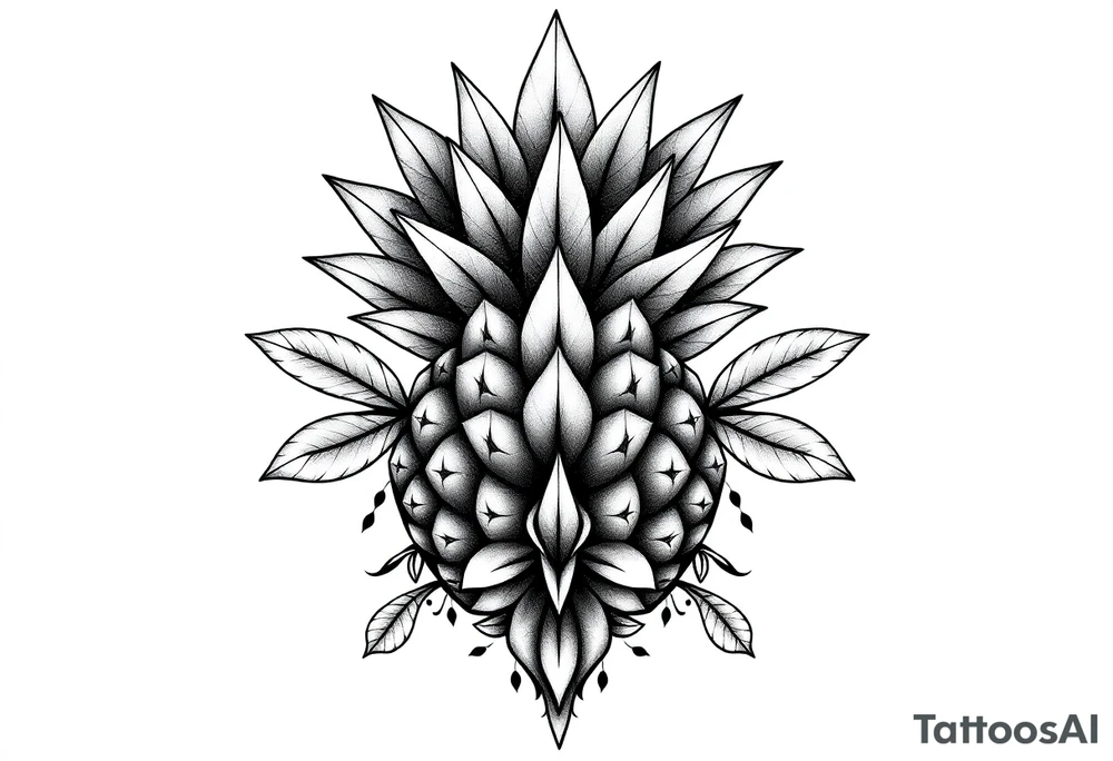Bushy crown pineapple vagina, design to go over vagina , erotic vagina area design, anus to be at the bottom tattoo idea