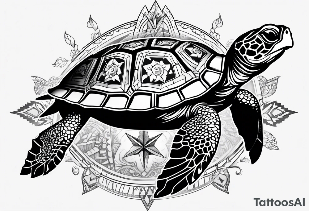 Turtle on a compass tattoo idea