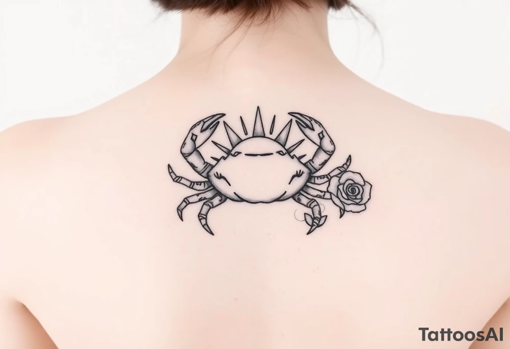 Crab sun and rose tattoo idea