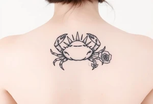 Crab sun and rose tattoo idea