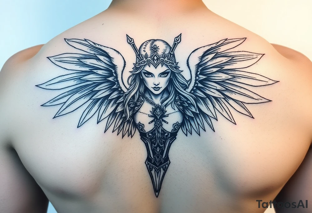 Realistic Valkyrie tattoo idea