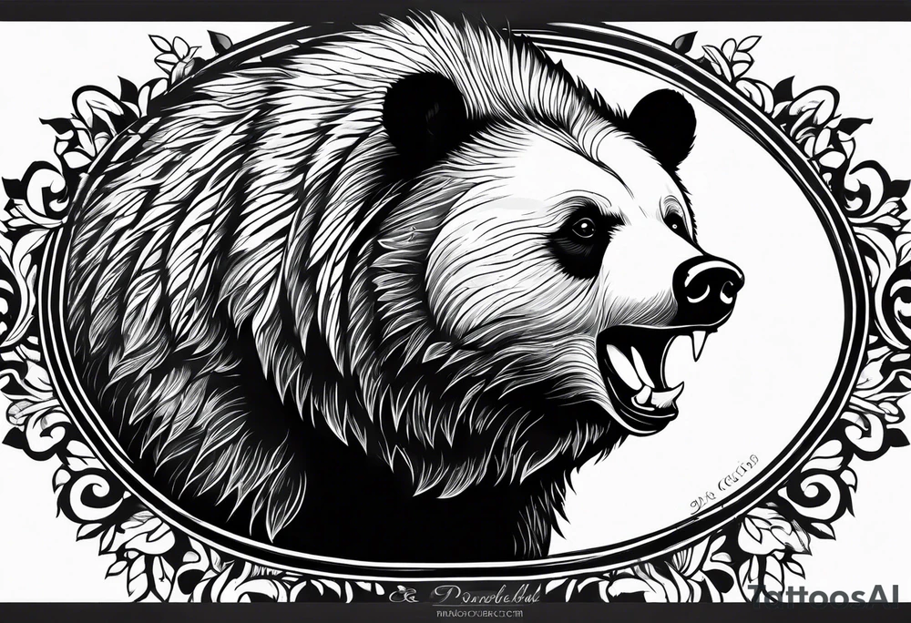 black bear, growls, adorable hedgehog, bear protects hedgehog tattoo idea