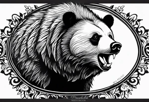 black bear, growls, adorable hedgehog, bear protects hedgehog tattoo idea