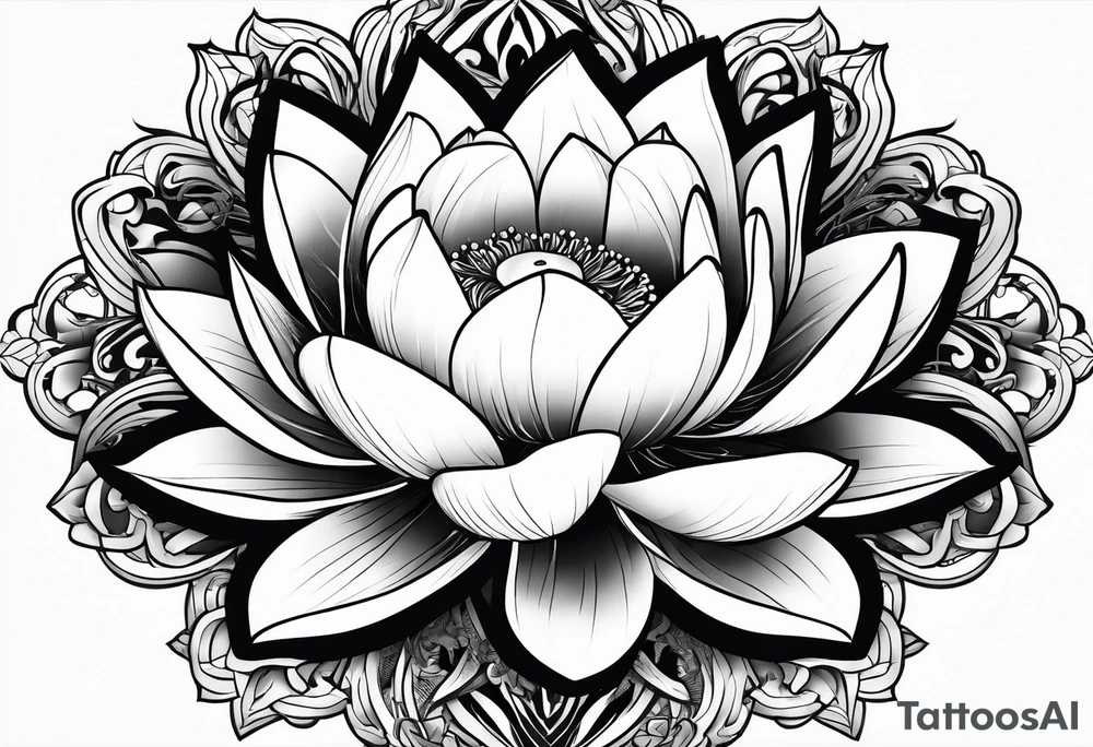 lotus flower in japanese tattoo style facing me tattoo idea