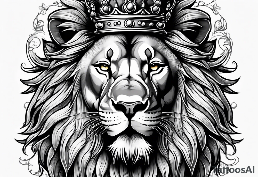 Roaring Lion with crown tattoo idea