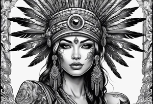 gift of life, woman wearing headdress tattoo idea