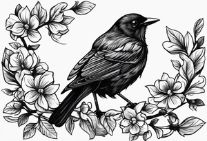 A simple black only blackbird with no extraneous details. Use the Beatles song blackbird as inspiration. tattoo idea