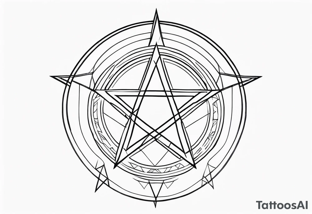 Pentagram geometric tattoo idea
