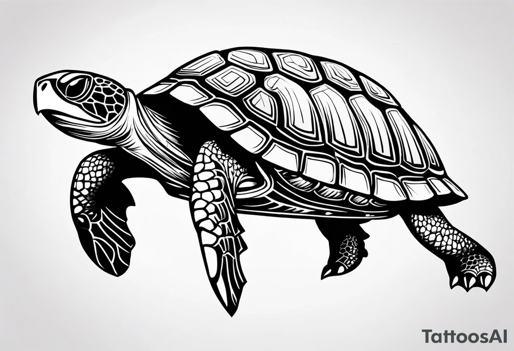 simple line turtle tattoo idea