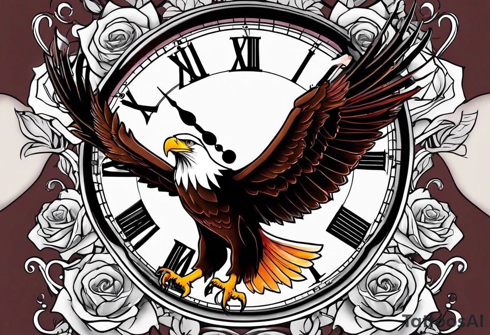 eagle, rose, clock , love tattoo idea