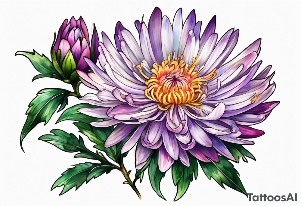 Chinese symbol strength September birth flower aster love mother tattoo idea