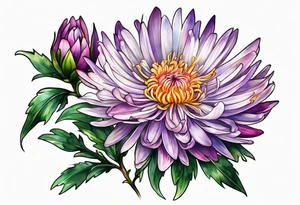 Chinese symbol strength September birth flower aster love mother tattoo idea