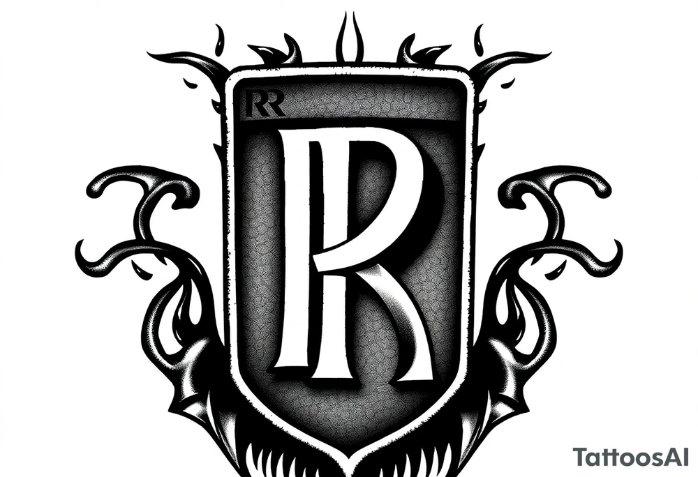 Rolls Royce logo by itself mostly black tattoo idea