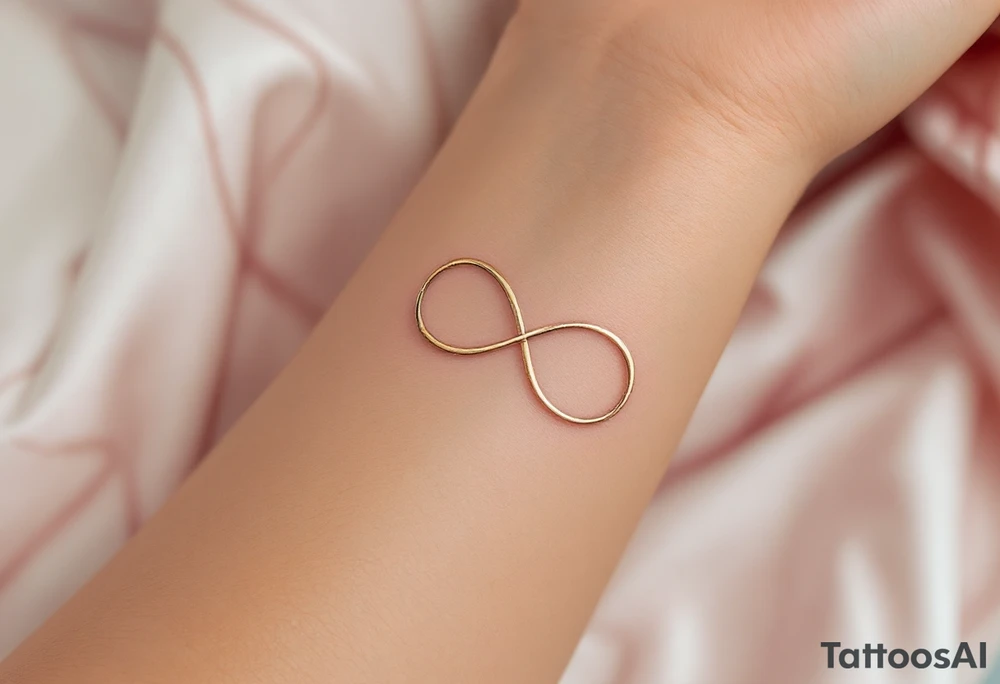 Three intertwined infinity symbols in gold, silver, and rose gold, symbolizing eternal love and unity. tattoo idea