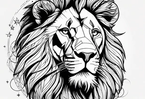 leo geometric lion with constellation tattoo idea