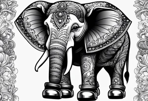 Elephant wearing a helmet and roller skates tattoo idea