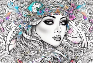Books with sparkles and swirls tattoo idea