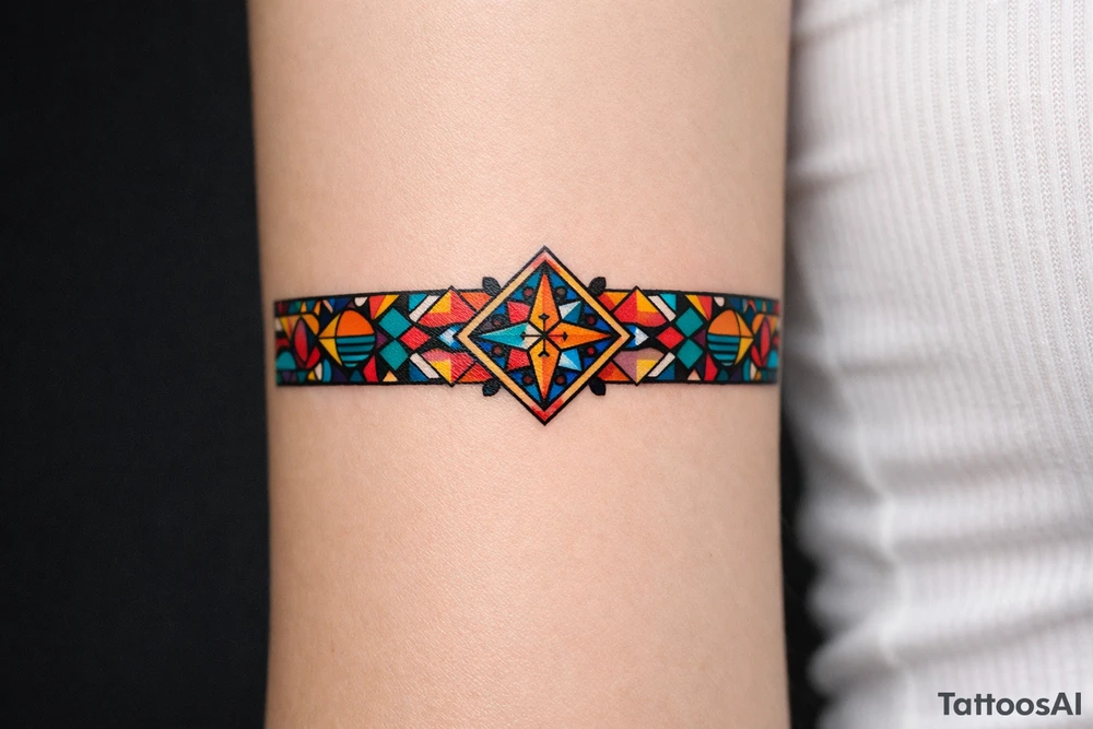 armband, abstract, geometric, full of color tattoo idea