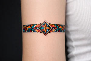 armband, abstract, geometric, full of color tattoo idea