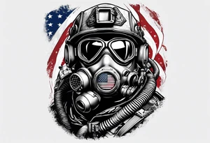 Marine corps recon  diver with a American flag tattoo idea