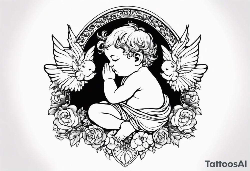 one putti praying tattoo idea