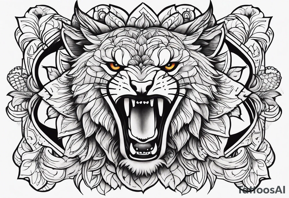 Front knee tattoo with fall colors tattoo idea