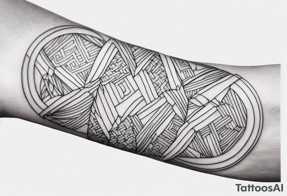 Thin line of a nordic chain that surrounds the forearm tattoo idea